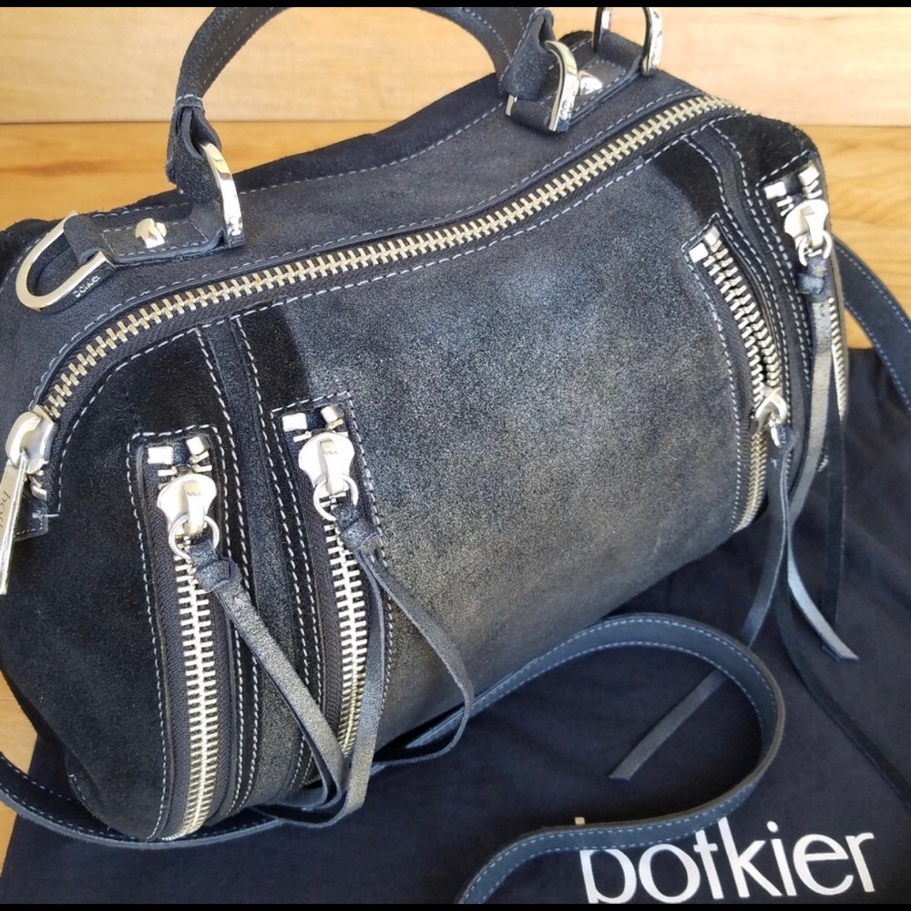 Botkier Ryder Black Suede Cross Body Satchel